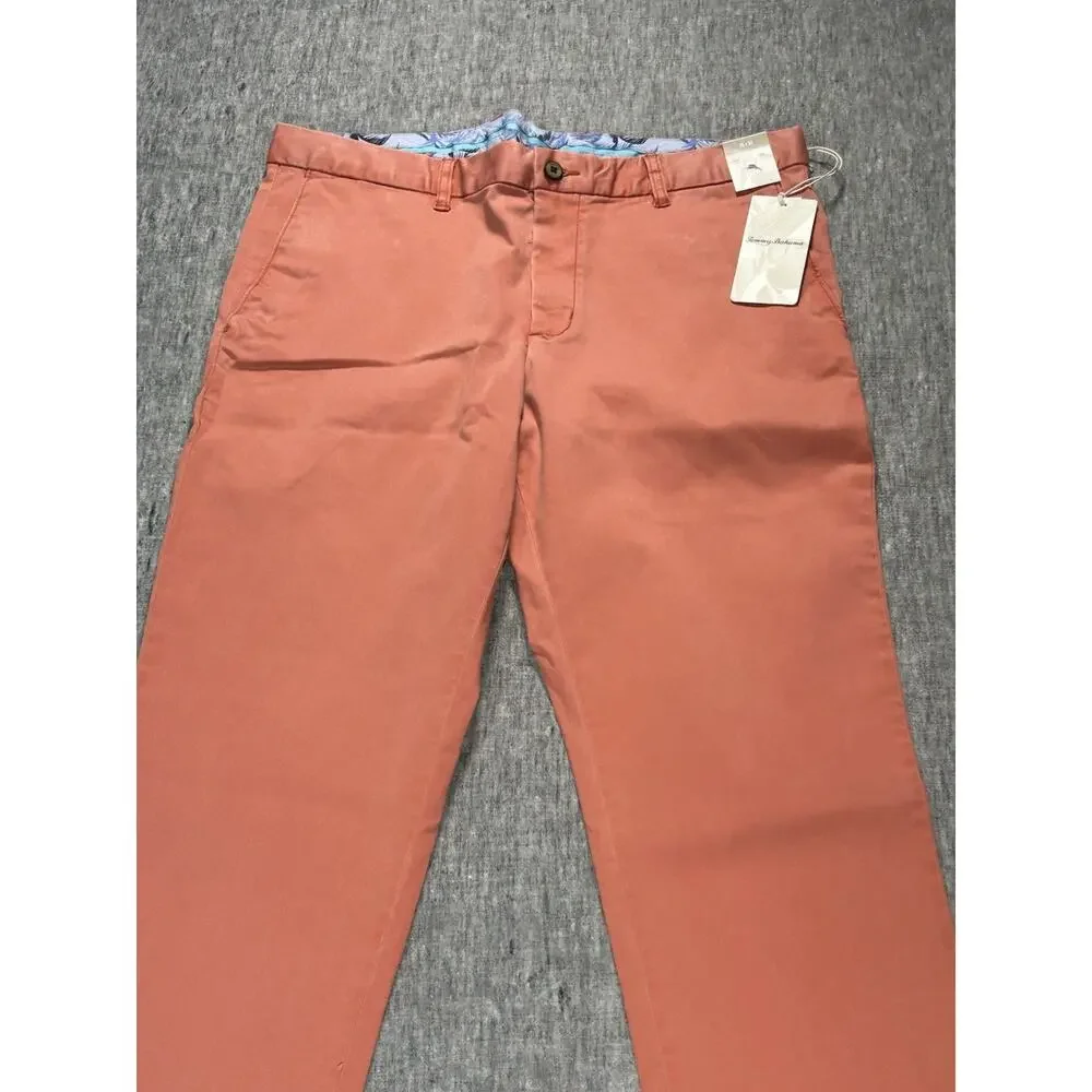 Tommy Bahama Boracay Pants Mens 35x32 Coral Orange Stretch Beachy Resort Wear